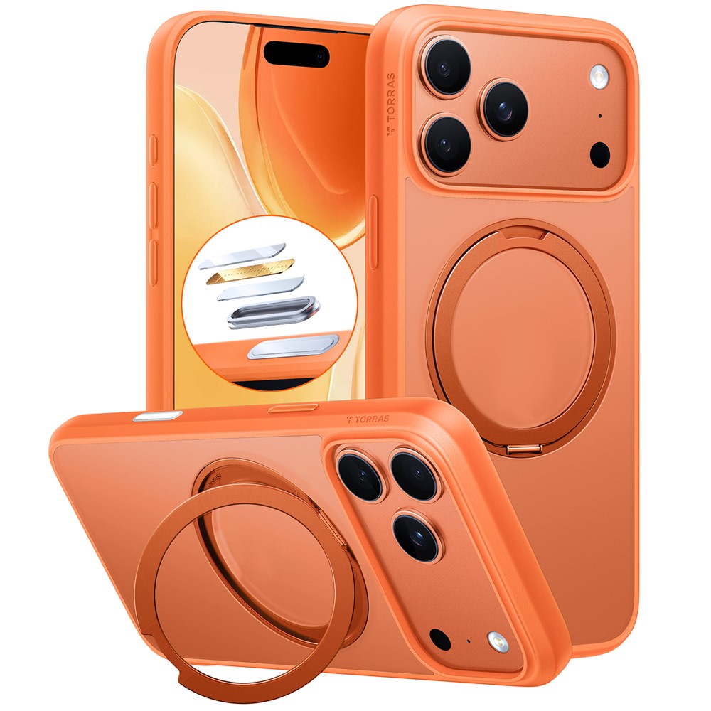 TORRAS Ostand Pro Series Park For iPhone 17 Pro Max Magnetic Case Rotating Kickstand TPU + PC Phone Cover - Orange