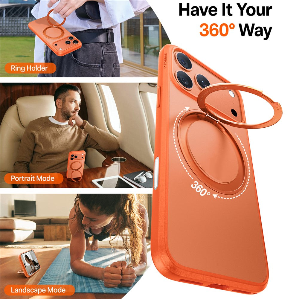 TORRAS Ostand Pro Series Park For iPhone 17 Pro Max Magnetic Case Rotating Kickstand TPU + PC Phone Cover - Orange
