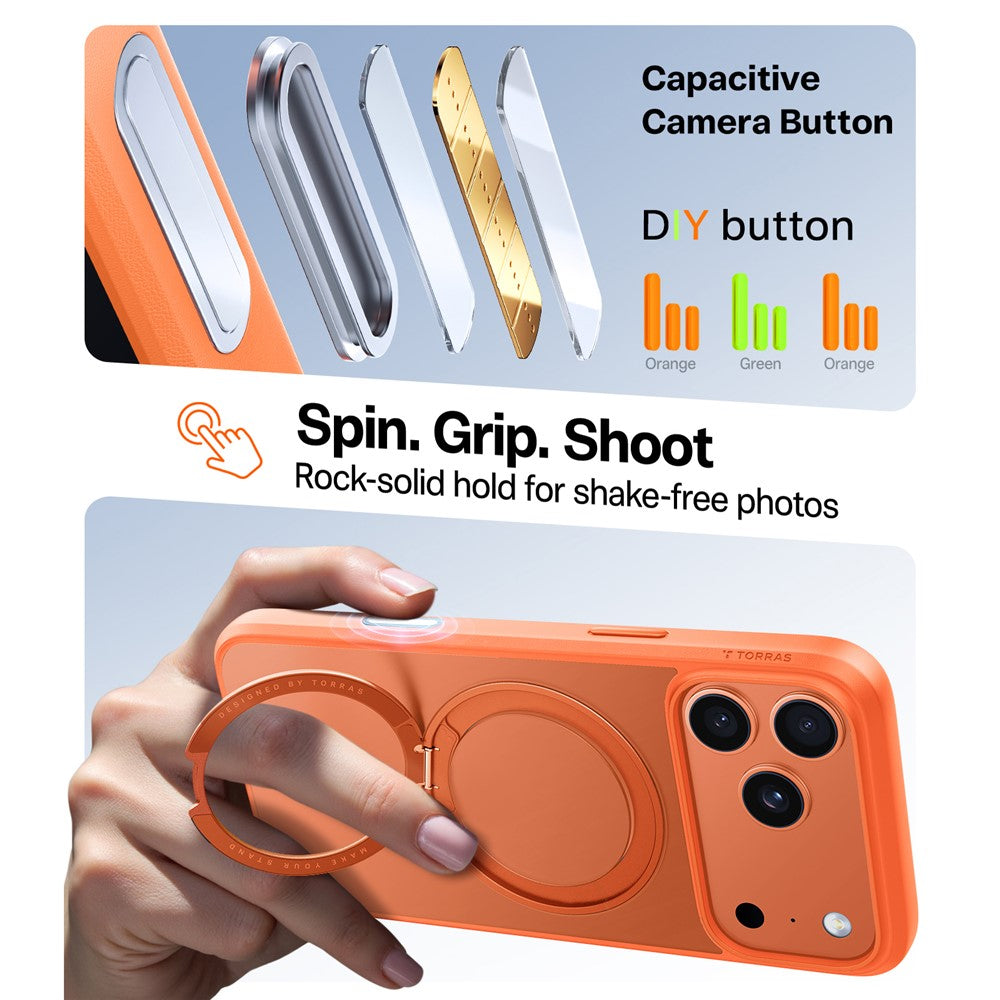 TORRAS Ostand Pro Series Park For iPhone 17 Pro Max Magnetic Case Rotating Kickstand TPU + PC Phone Cover - Orange