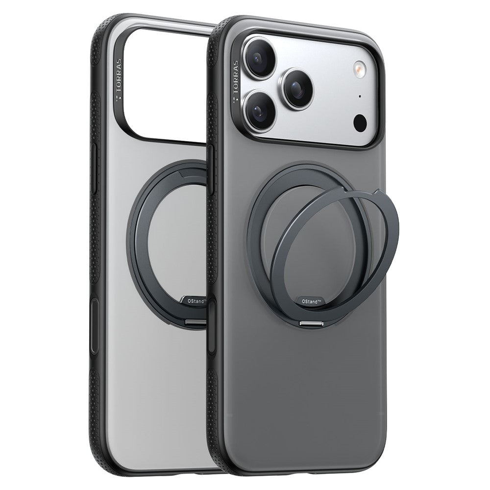 TORRAS O Fitness Series For iPhone 17 Pro Max Case Compatible with MagSafe TPU PC Kickstand Phone Cover - Black