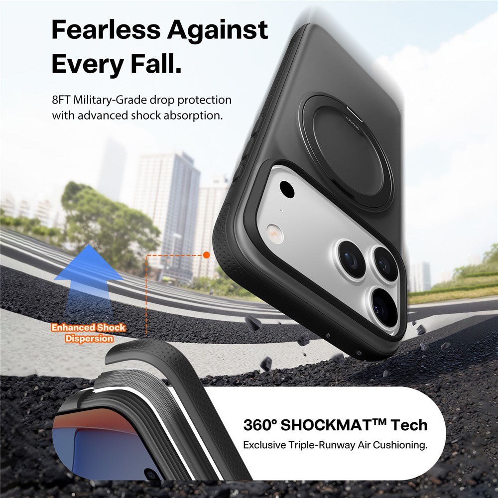 TORRAS O Fitness Series For iPhone 17 Pro Max Case Compatible with MagSafe TPU PC Kickstand Phone Cover - Black
