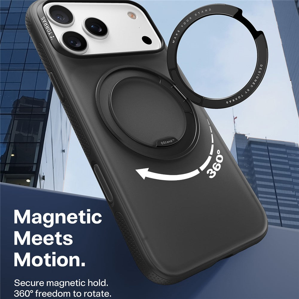 TORRAS O Fitness Series For iPhone 17 Pro Max Case Compatible with MagSafe TPU PC Kickstand Phone Cover - Black