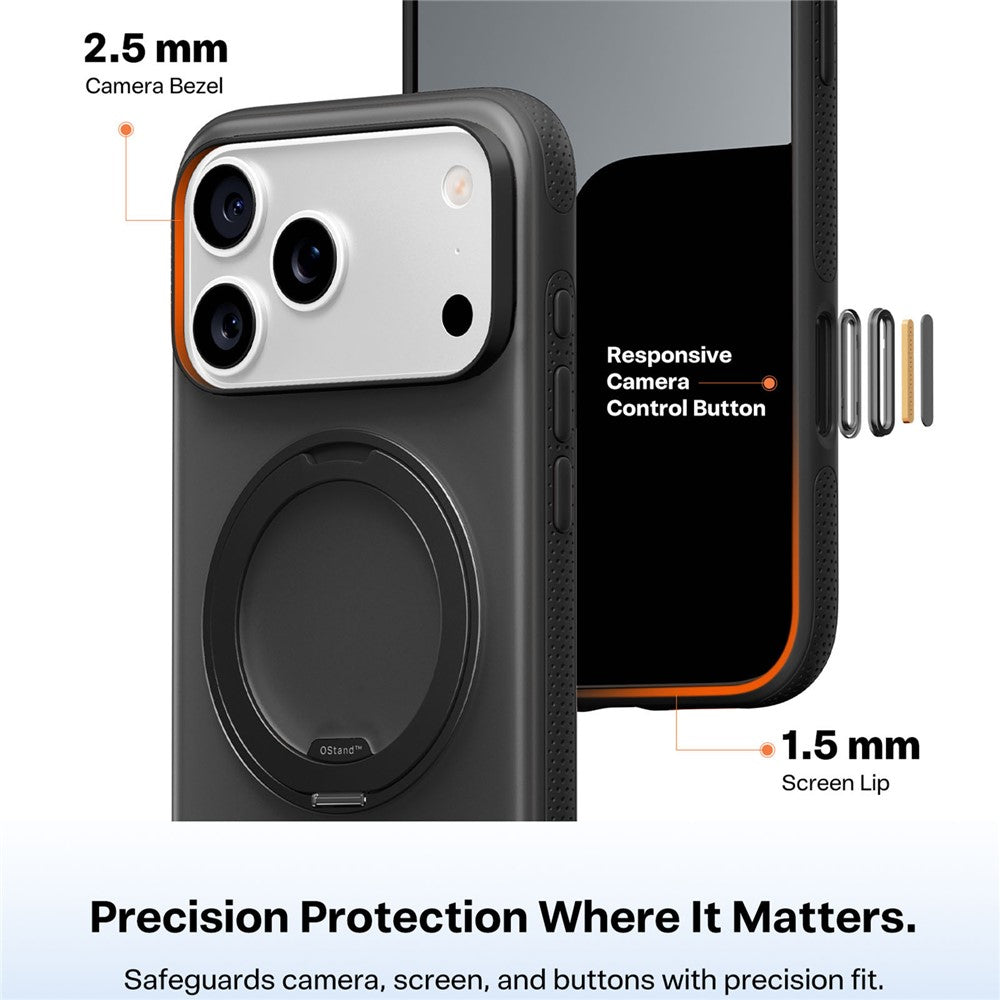 TORRAS O Fitness Series For iPhone 17 Pro Max Case Compatible with MagSafe TPU PC Kickstand Phone Cover - Black