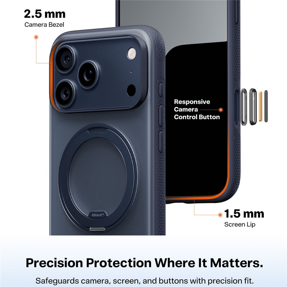 TORRAS O Fitness Series For iPhone 17 Pro Max Case Compatible with MagSafe TPU PC Kickstand Phone Cover - Dark Blue