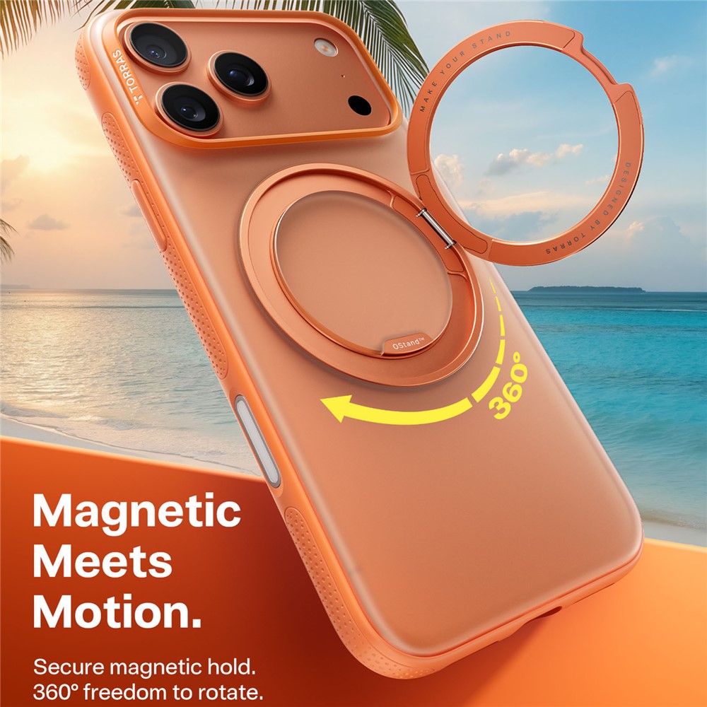 TORRAS O Fitness Series For iPhone 17 Pro Max Case Compatible with MagSafe TPU PC Kickstand Phone Cover - Orange