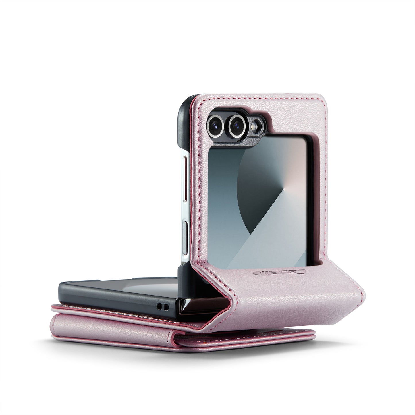 For Samsung Galaxy Z Flip7 FE 5G Case with RFID Blocking 5 Card Slots CASEME C22 Leather Back Cover - Pink