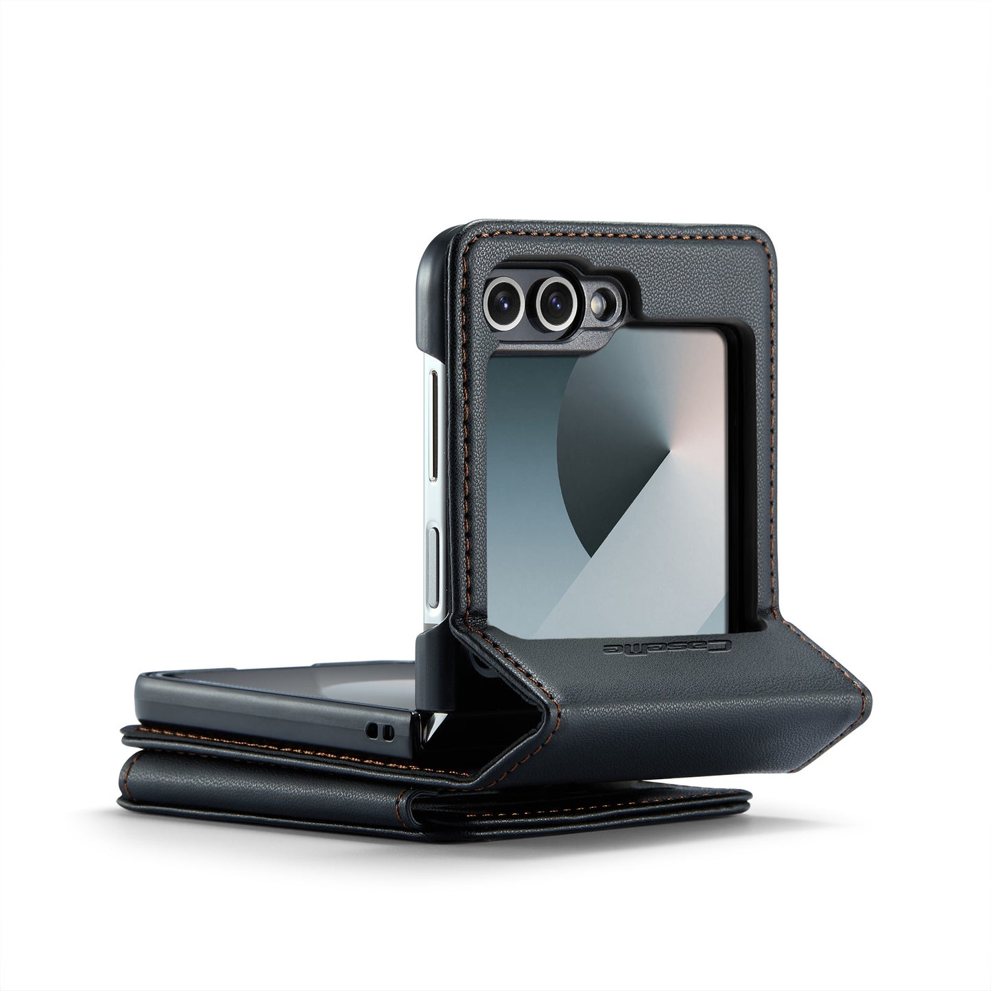 For Samsung Galaxy Z Flip7 FE 5G Case with RFID Blocking 5 Card Slots CASEME C22 Leather Back Cover - Black