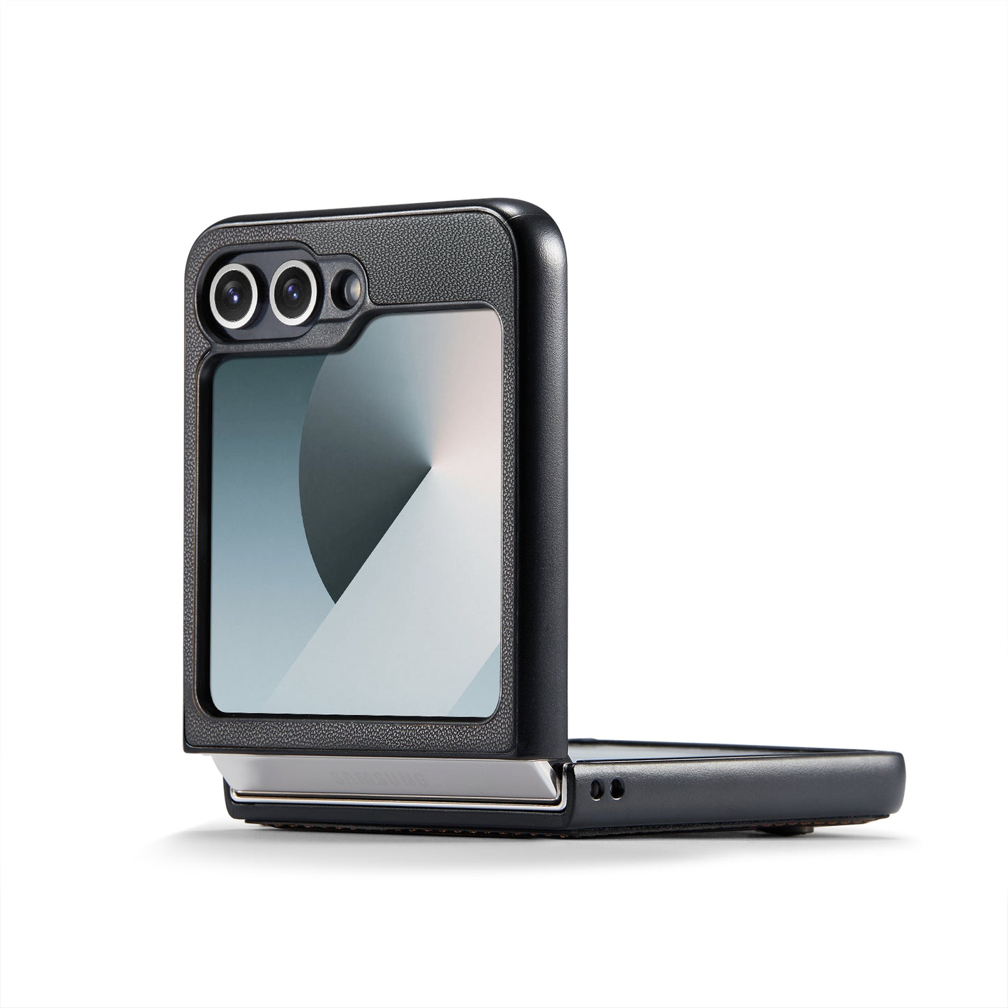 For Samsung Galaxy Z Flip7 FE 5G Case CASEME 023 Series RFID Blocking Glossy Stand Phone Cover - Black