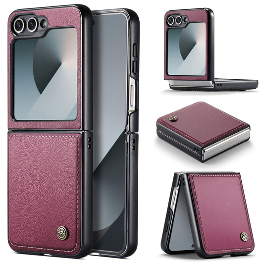 For Samsung Galaxy Z Flip7 FE 5G Case CASEME 023 Series RFID Blocking Glossy Stand Phone Cover - Red