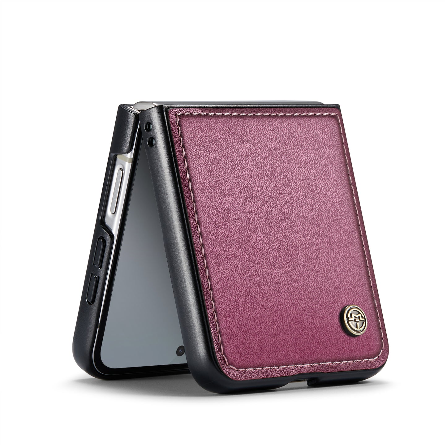 For Samsung Galaxy Z Flip7 FE 5G Case CASEME 023 Series RFID Blocking Glossy Stand Phone Cover - Red