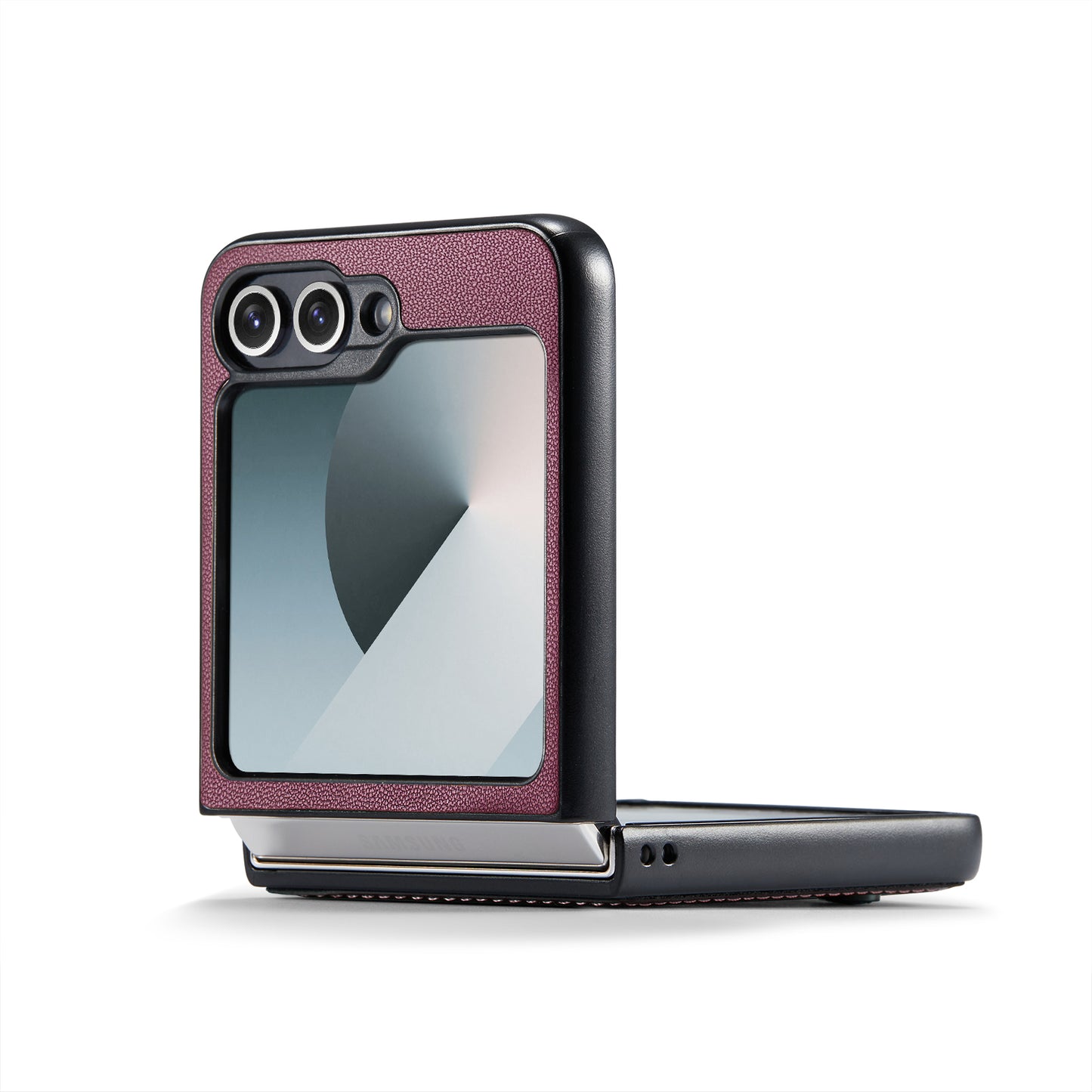 For Samsung Galaxy Z Flip7 FE 5G Case CASEME 023 Series RFID Blocking Glossy Stand Phone Cover - Red