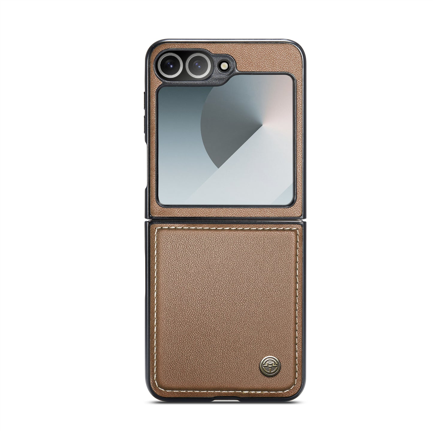 For Samsung Galaxy Z Flip7 FE 5G Case CASEME 023 Series RFID Blocking Glossy Stand Phone Cover - Brown