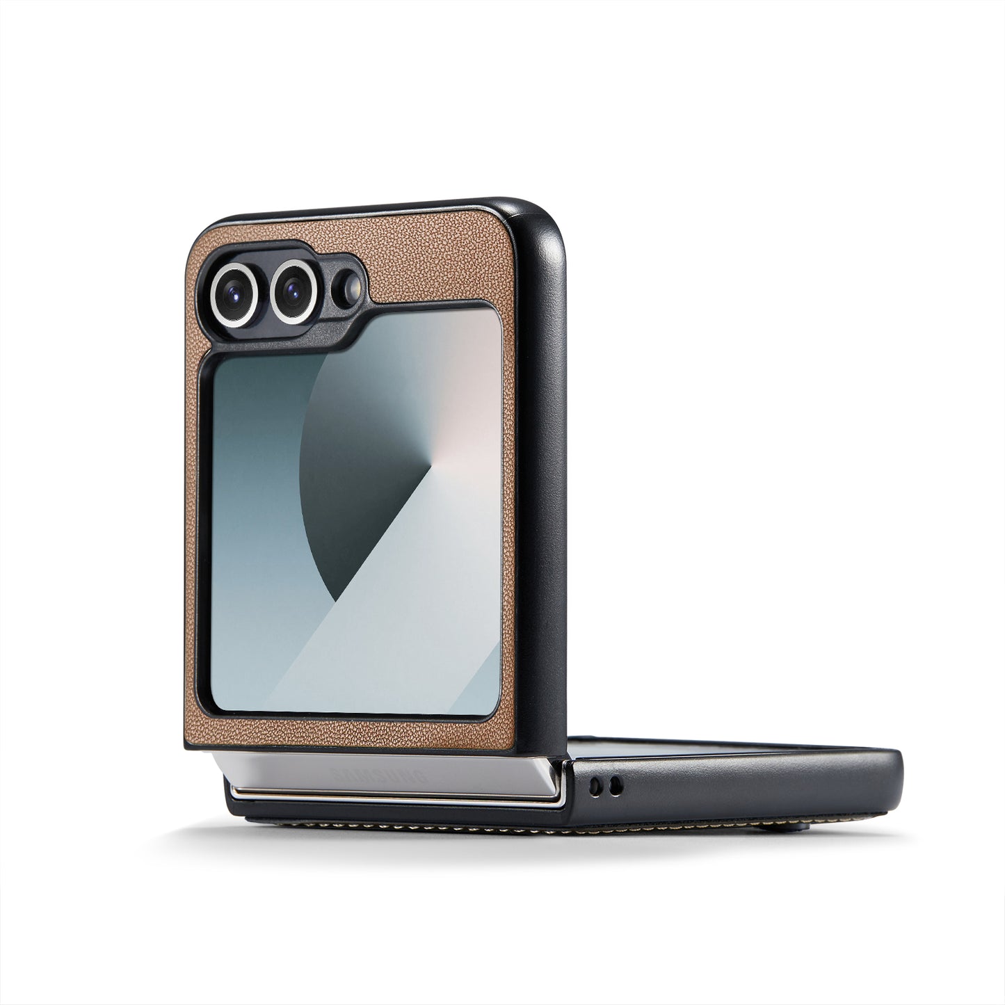 For Samsung Galaxy Z Flip7 FE 5G Case CASEME 023 Series RFID Blocking Glossy Stand Phone Cover - Brown