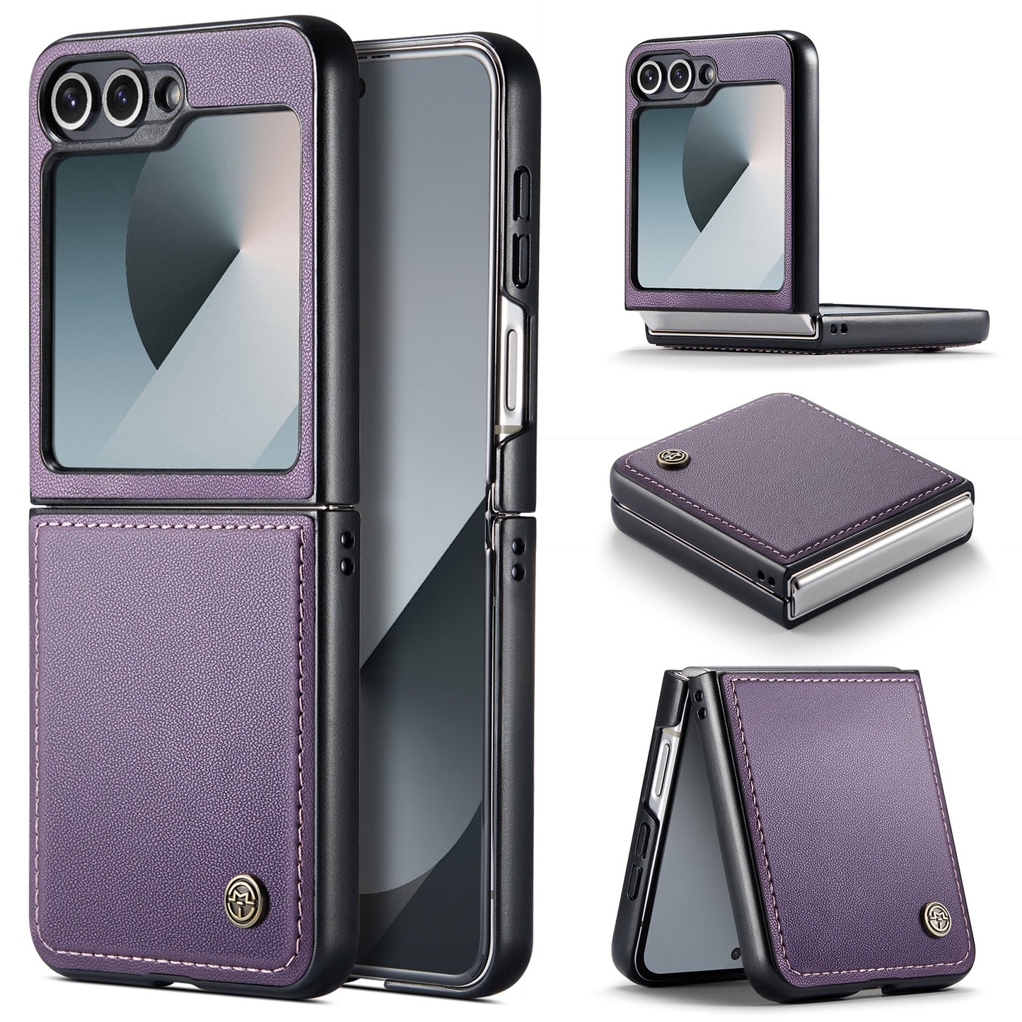 For Samsung Galaxy Z Flip7 FE 5G Case CASEME 023 Series RFID Blocking Glossy Stand Phone Cover - Purple