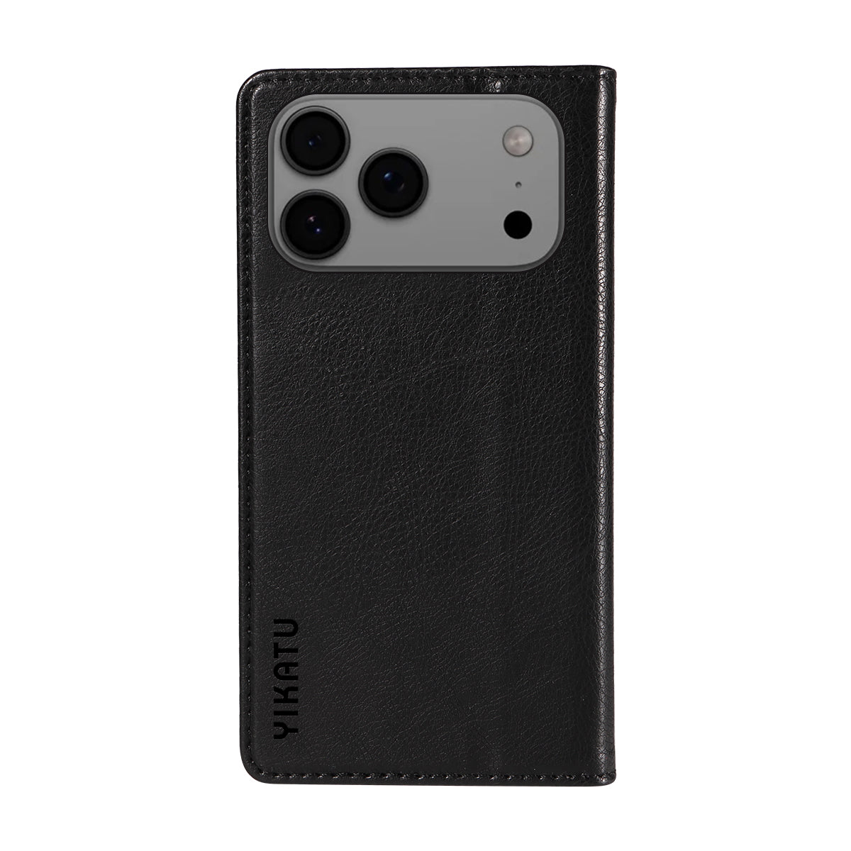 For iPhone 17 Pro Max Wallet Case YIKATU YK-006 Magnetic Closure Leather Phone Cover Litchi Texture - Black
