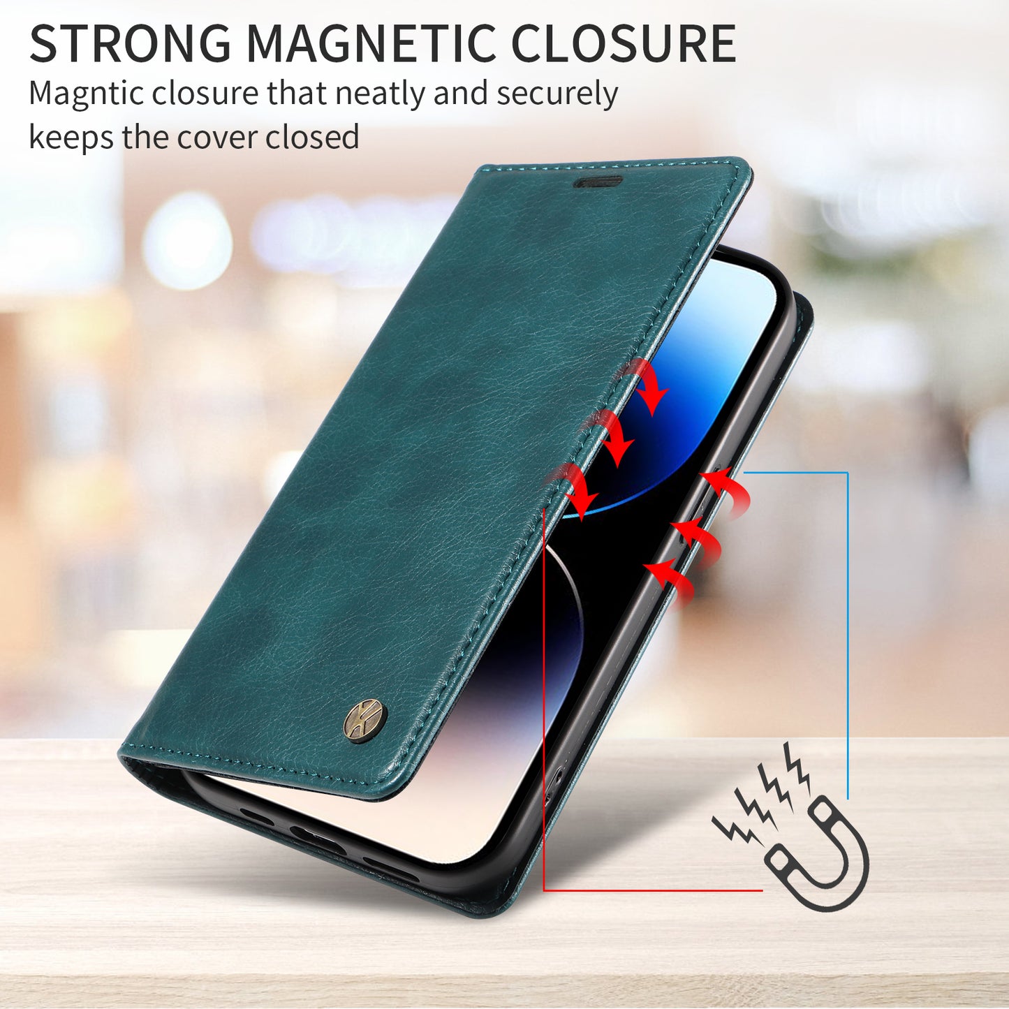 For iPhone 17 Pro Max Wallet Case YIKATU YK-006 Magnetic Closure Leather Phone Cover Litchi Texture - Blue