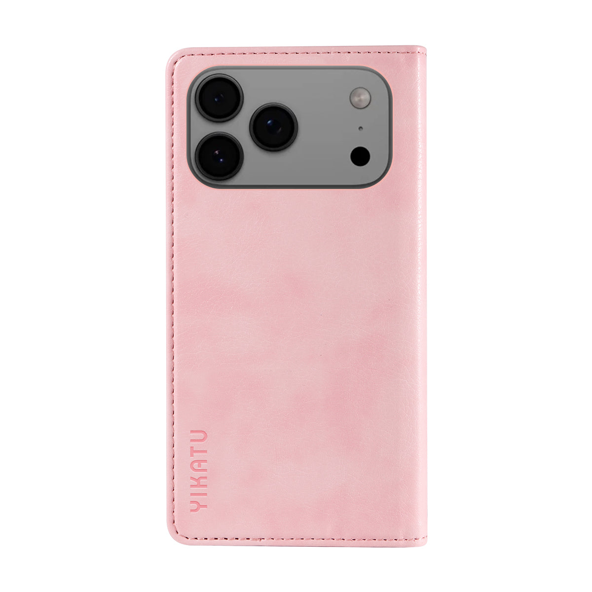 For iPhone 17 Pro Max Wallet Case YIKATU YK-006 Magnetic Closure Leather Phone Cover Litchi Texture - Pink