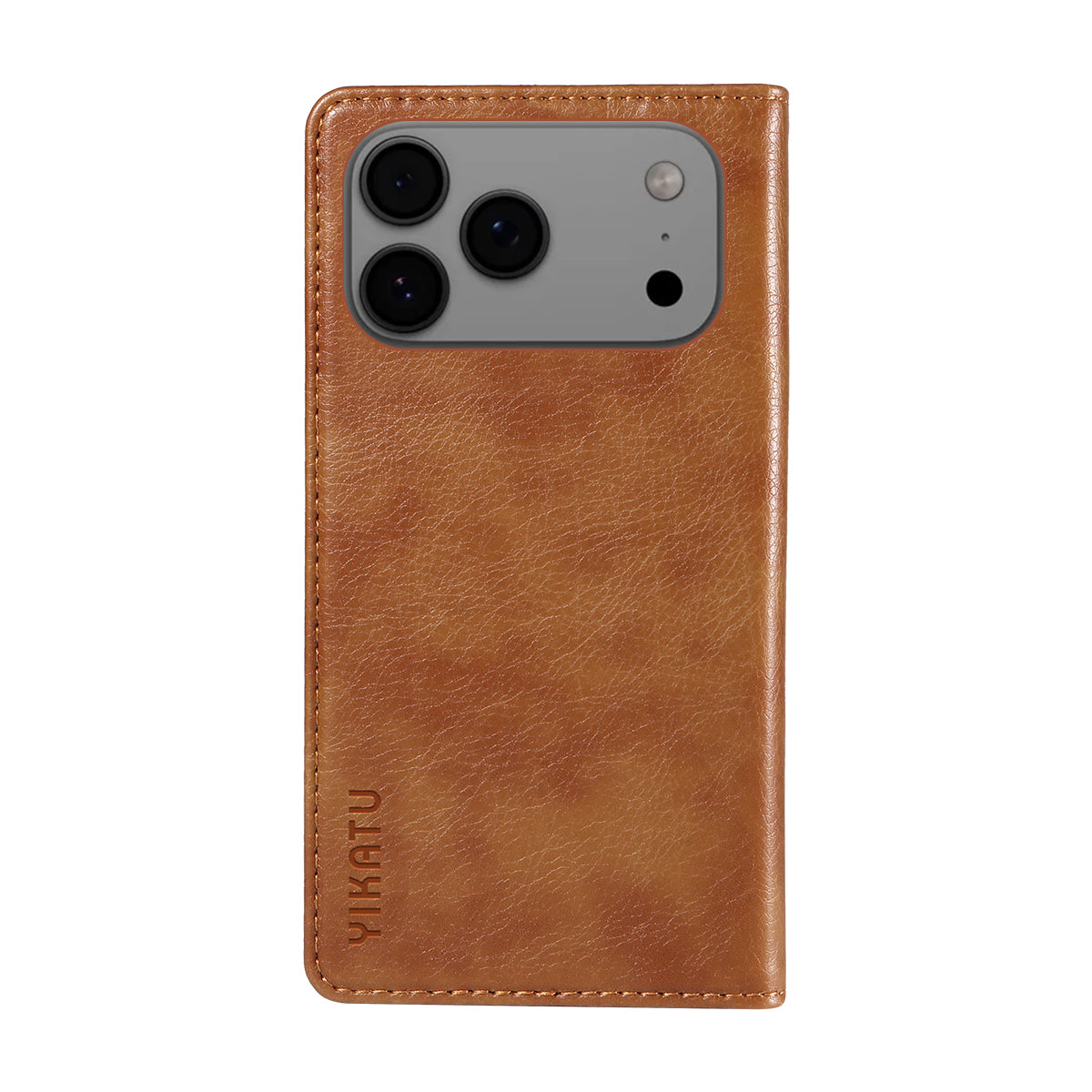 For iPhone 17 Pro Max Wallet Case YIKATU YK-006 Magnetic Closure Leather Phone Cover Litchi Texture - Brown