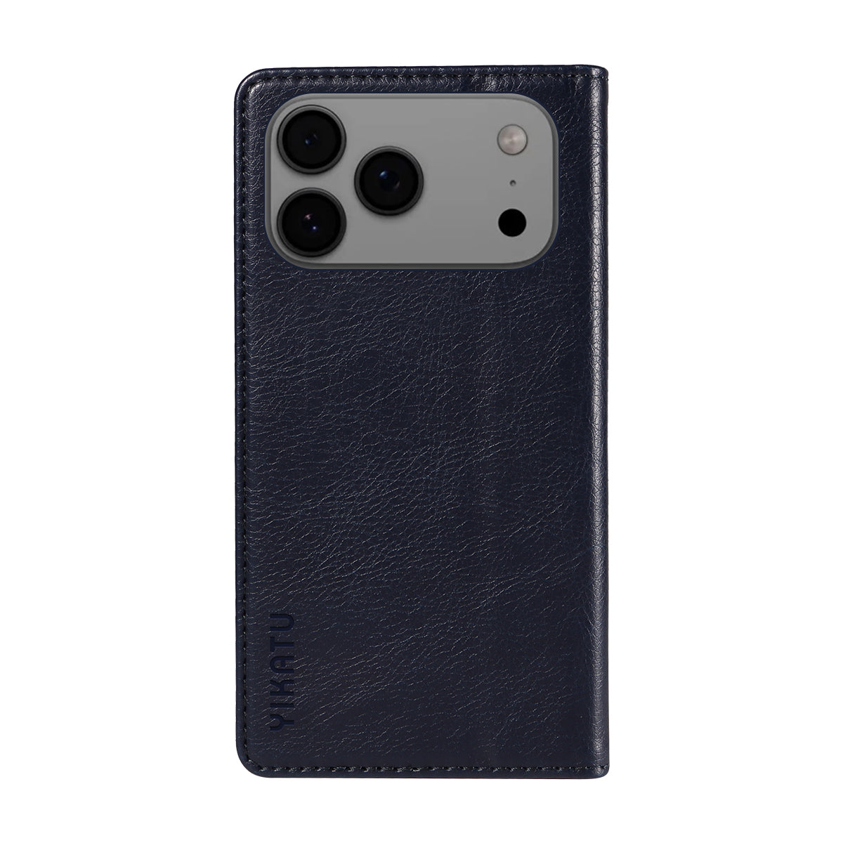 For iPhone 17 Pro Max Wallet Case YIKATU YK-006 Magnetic Closure Leather Phone Cover Litchi Texture - Navy Blue