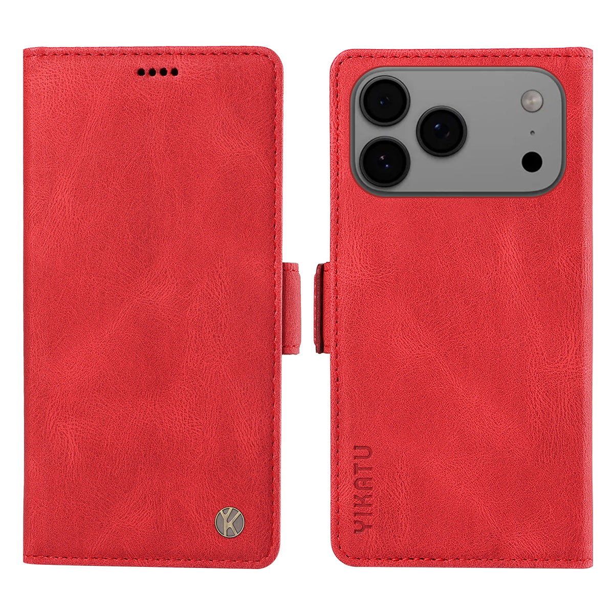 For iPhone 17 Pro Max Leather Case YIKATU YK-005 Skin-touch Feeling Wallet Phone Cover - Red