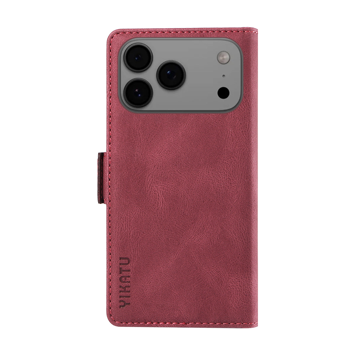 For iPhone 17 Pro Max Leather Case YIKATU YK-005 Skin-touch Feeling Wallet Phone Cover - Wine Red