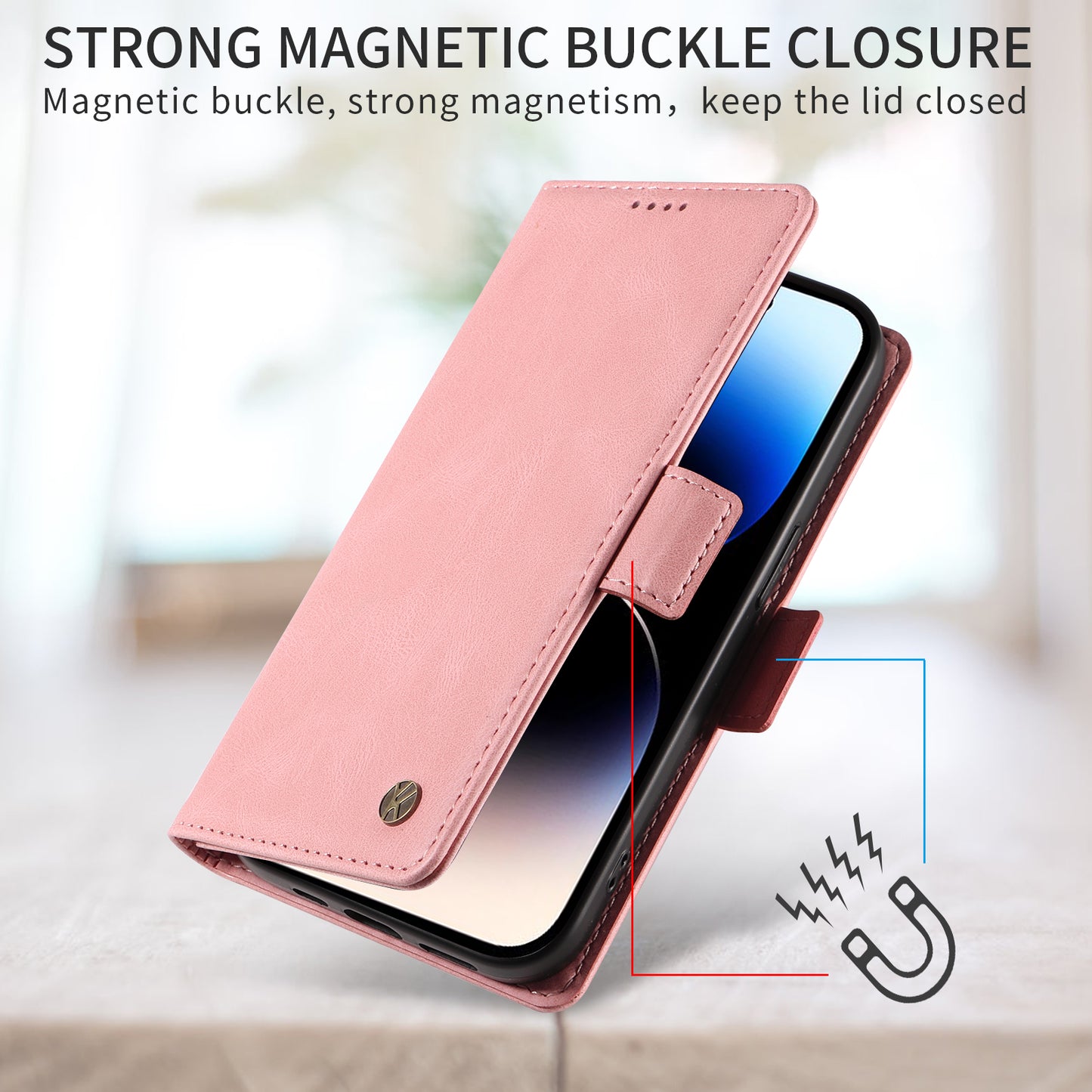 For iPhone 17 Pro Max Leather Case YIKATU YK-005 Skin-touch Feeling Wallet Phone Cover - Pink