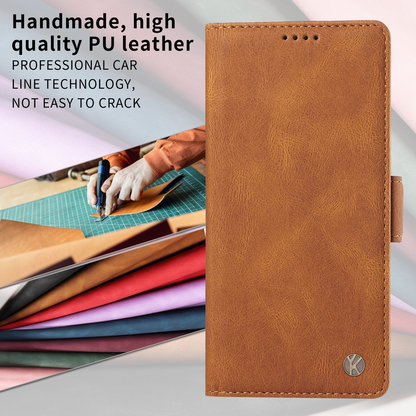For iPhone 17 Pro Max Leather Case YIKATU YK-005 Skin-touch Feeling Wallet Phone Cover - Brown