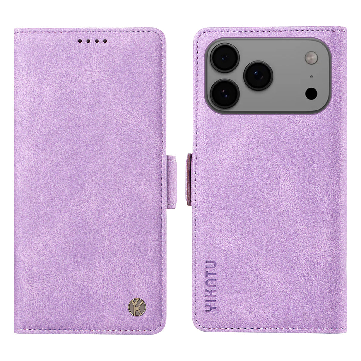 For iPhone 17 Pro Max Leather Case YIKATU YK-005 Skin-touch Feeling Wallet Phone Cover - Purple