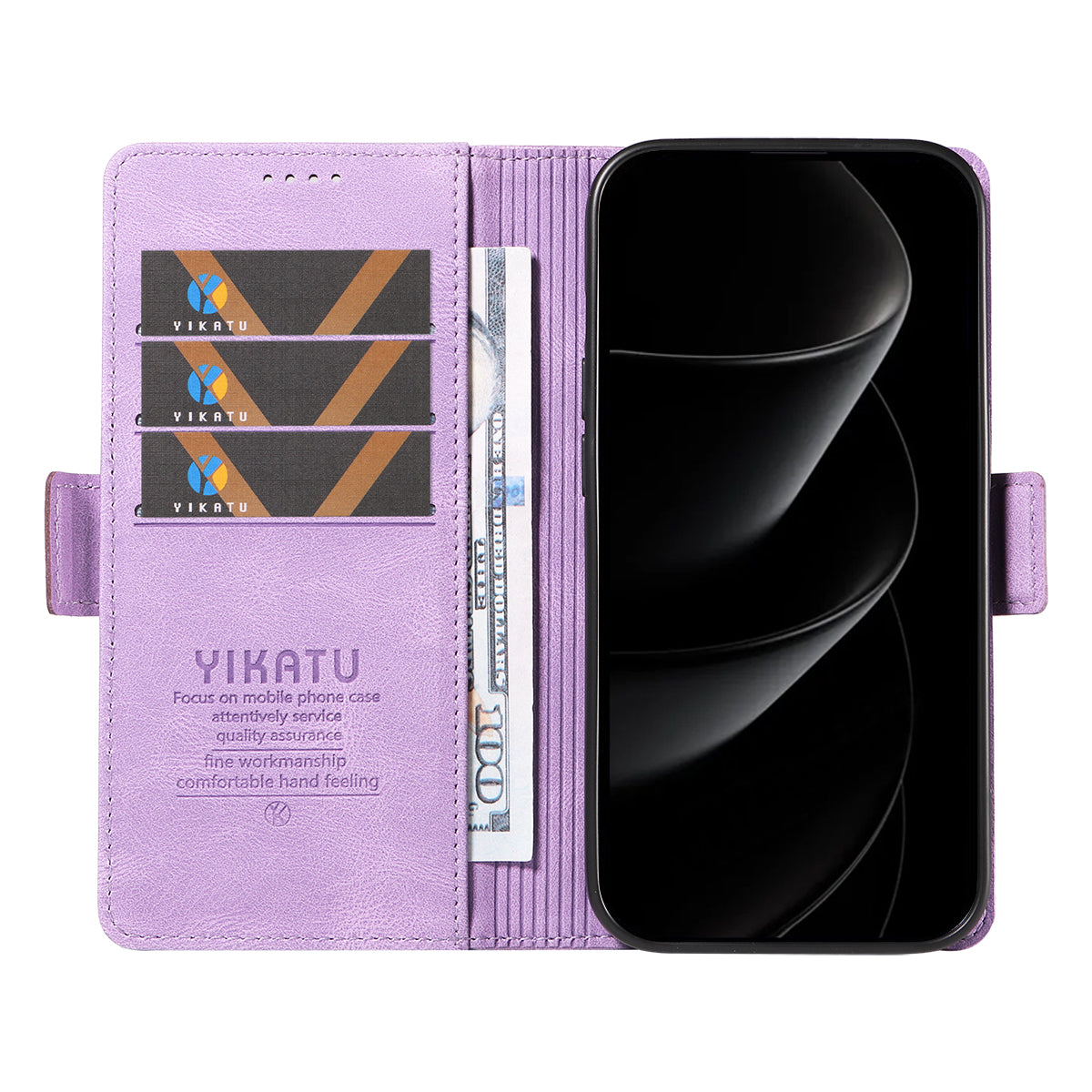 For iPhone 17 Pro Max Leather Case YIKATU YK-005 Skin-touch Feeling Wallet Phone Cover - Purple