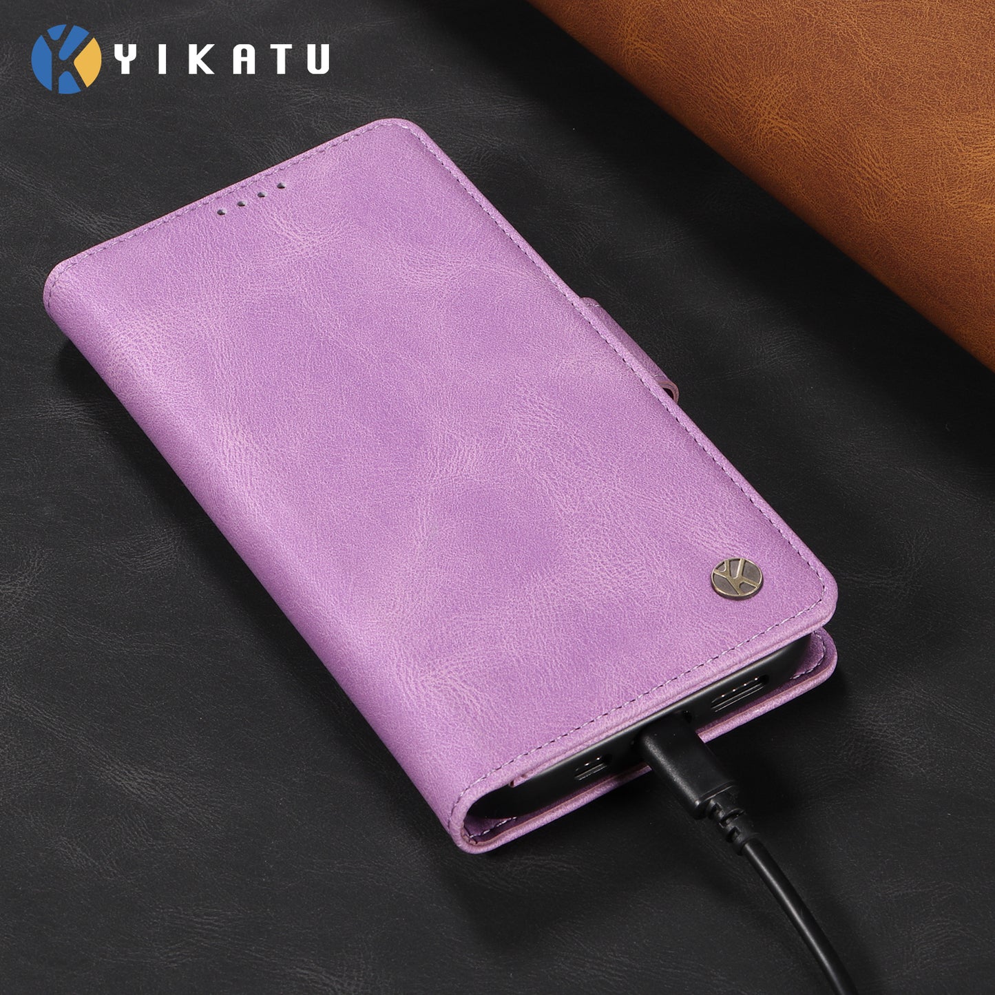 For iPhone 17 Pro Max Leather Case YIKATU YK-005 Skin-touch Feeling Wallet Phone Cover - Purple