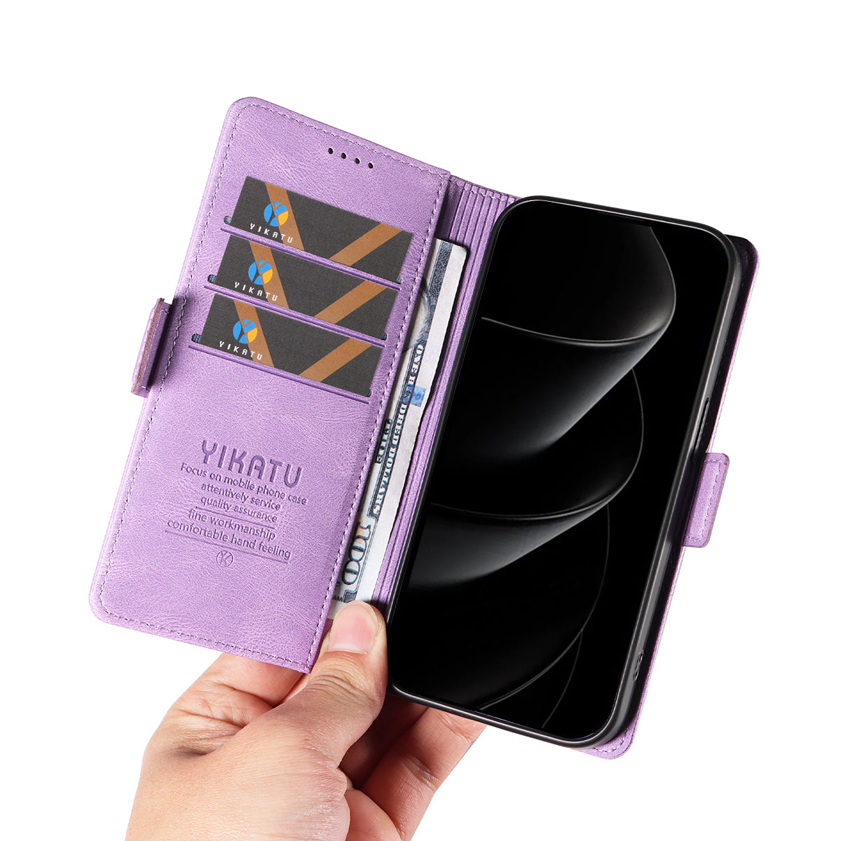 For iPhone 17 Pro Max Leather Case YIKATU YK-005 Skin-touch Feeling Wallet Phone Cover - Purple