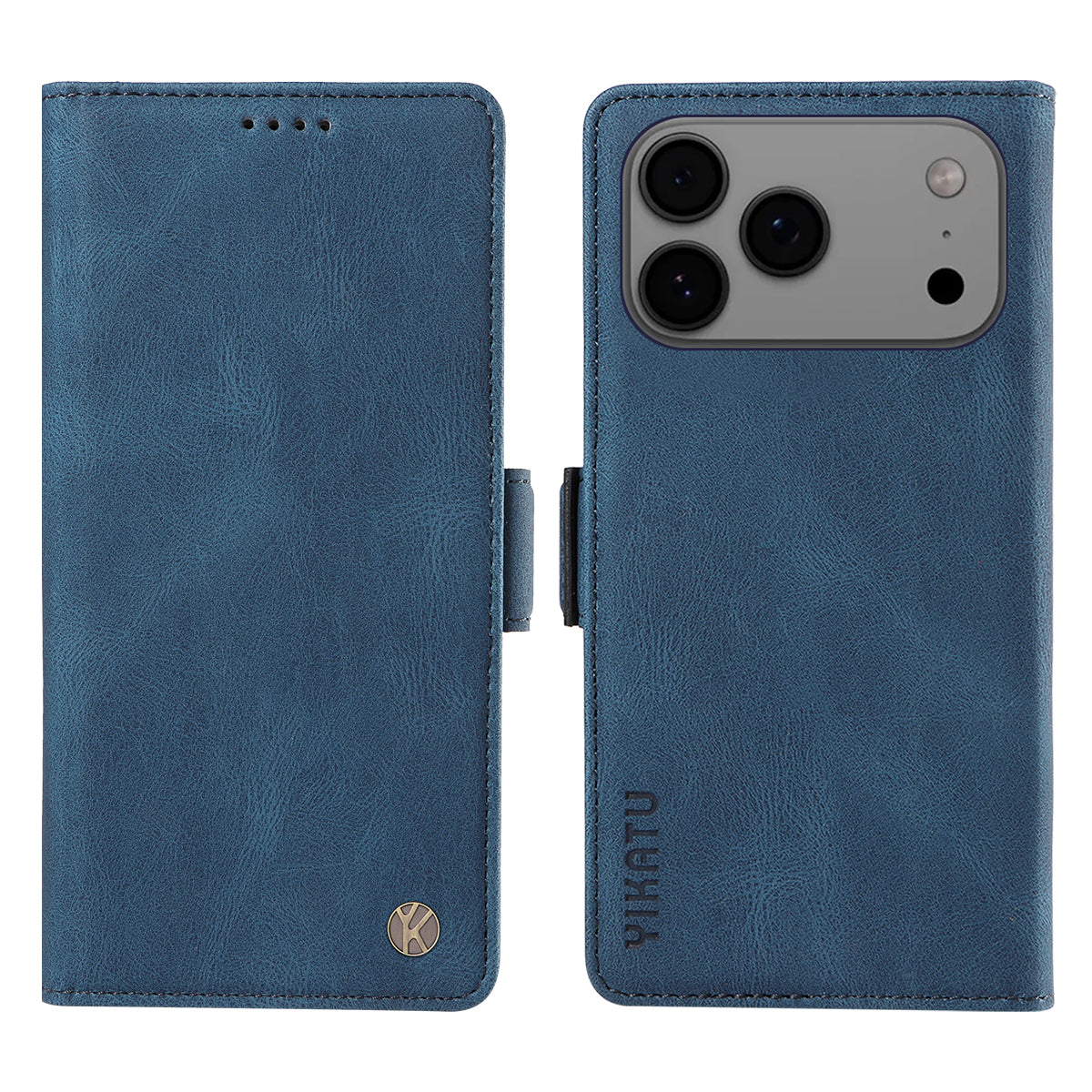 For iPhone 17 Pro Max Leather Case YIKATU YK-005 Skin-touch Feeling Wallet Phone Cover - Blue