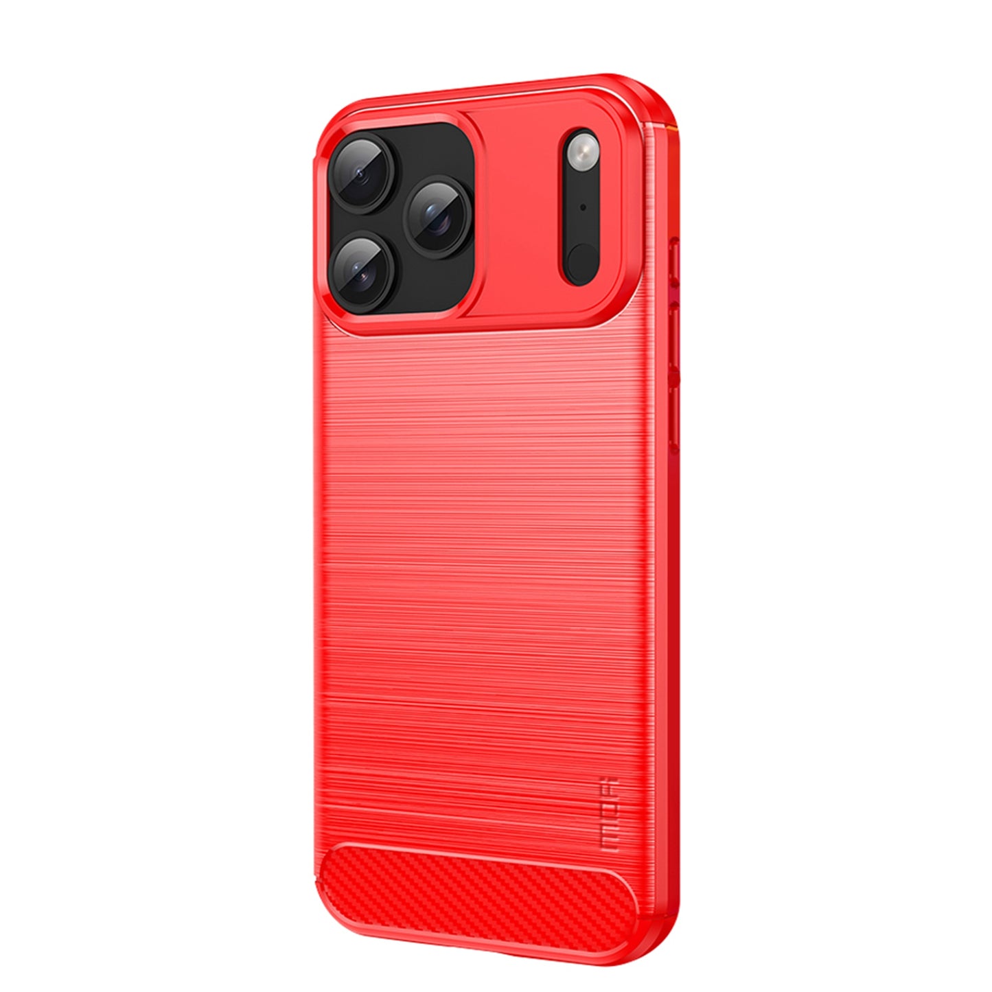 For iPhone 17 Pro Max Back Cover MOFI Brushed Texture Carbon Fiber Soft TPU Case - Red