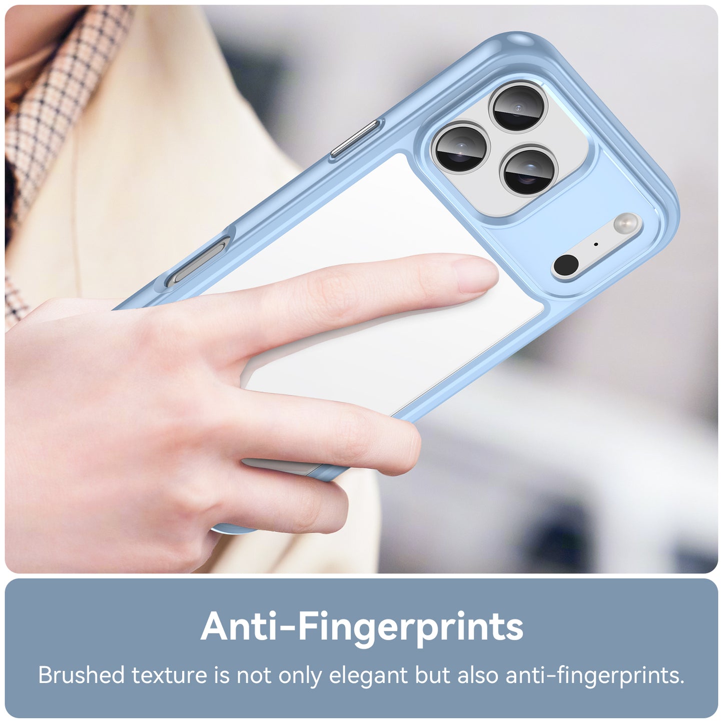 For iPhone 17 Pro Max Back Cover WANLONFENG XC Series TPU Acrylic Phone Case with Tempered Glass Film - Blue