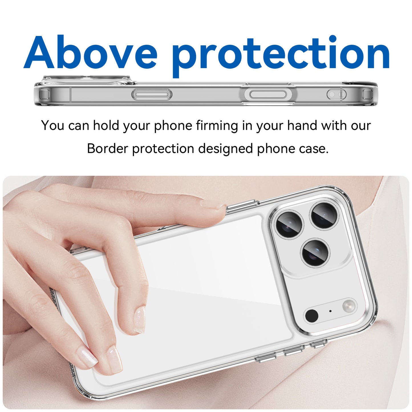 For iPhone 17 Pro Max Back Cover WANLONFENG XC Series TPU Acrylic Phone Case with Tempered Glass Film - Transparent