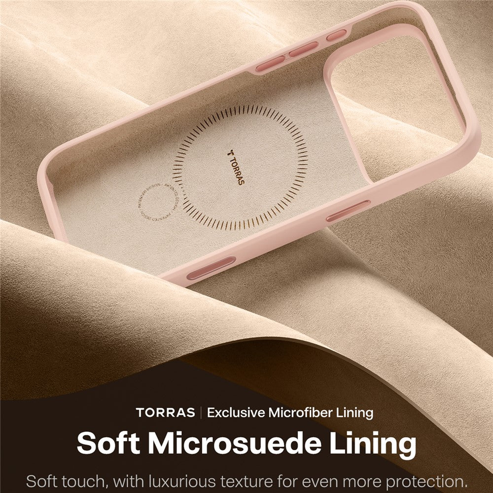 TORRAS Ostand Q Pro Series For iPhone 17 Pro Max Case Magnetic Ring Kickstand Liquid Silicone + PC Phone Cover - Pink
