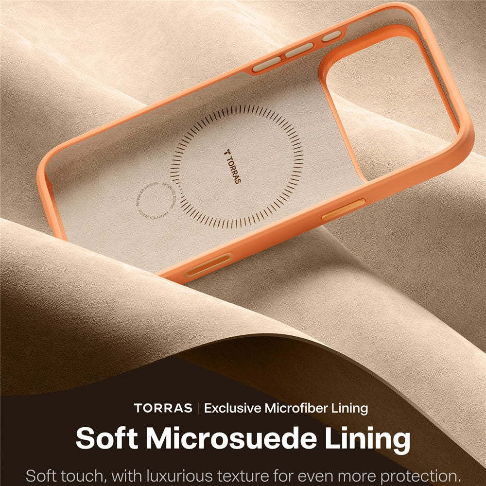 TORRAS Ostand Q Pro Series For iPhone 17 Pro Max Case Magnetic Ring Kickstand Liquid Silicone + PC Phone Cover - Orange