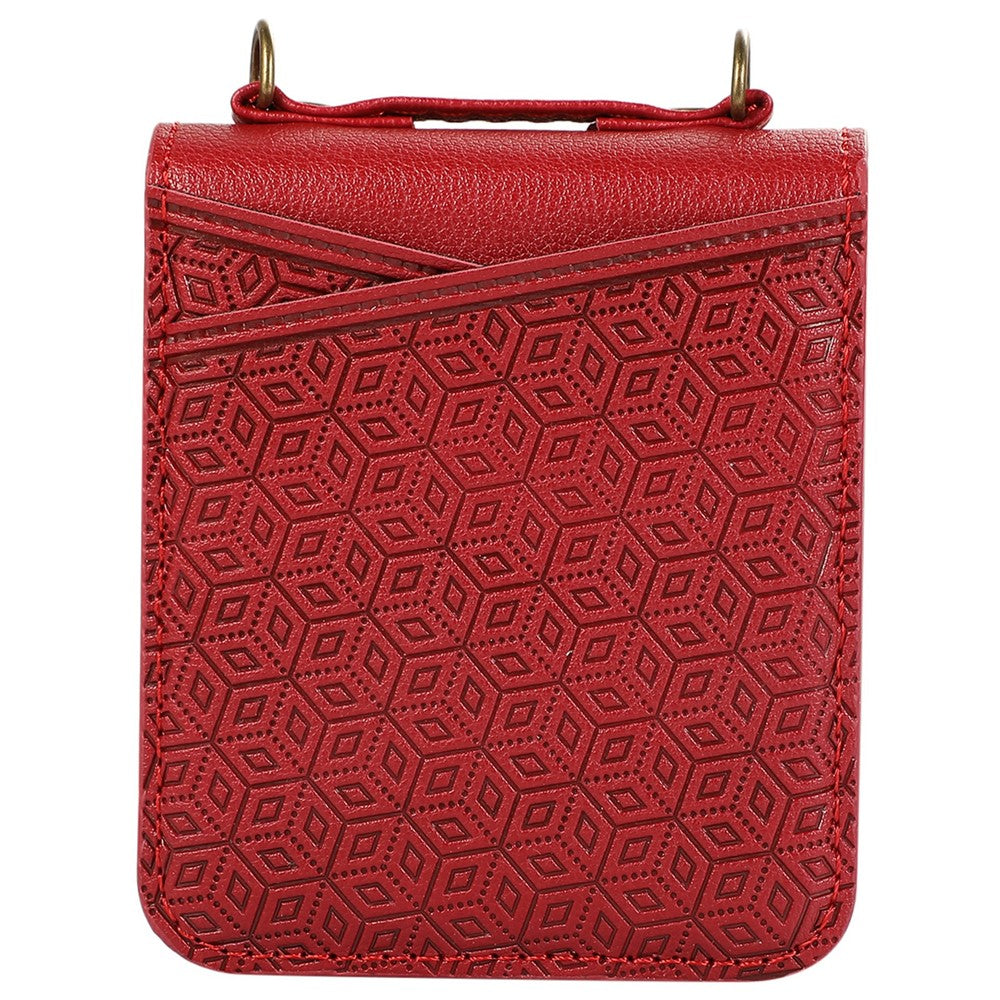 For Samsung Galaxy Z Flip7 5G Case Imprinted Rhombus Leather Phone Cover with Card Slots - Red