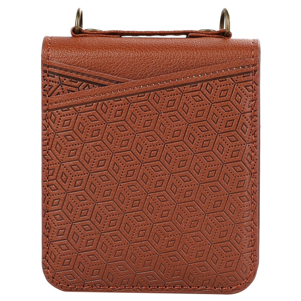 For Samsung Galaxy Z Flip7 5G Case Imprinted Rhombus Leather Phone Cover with Card Slots - Brown