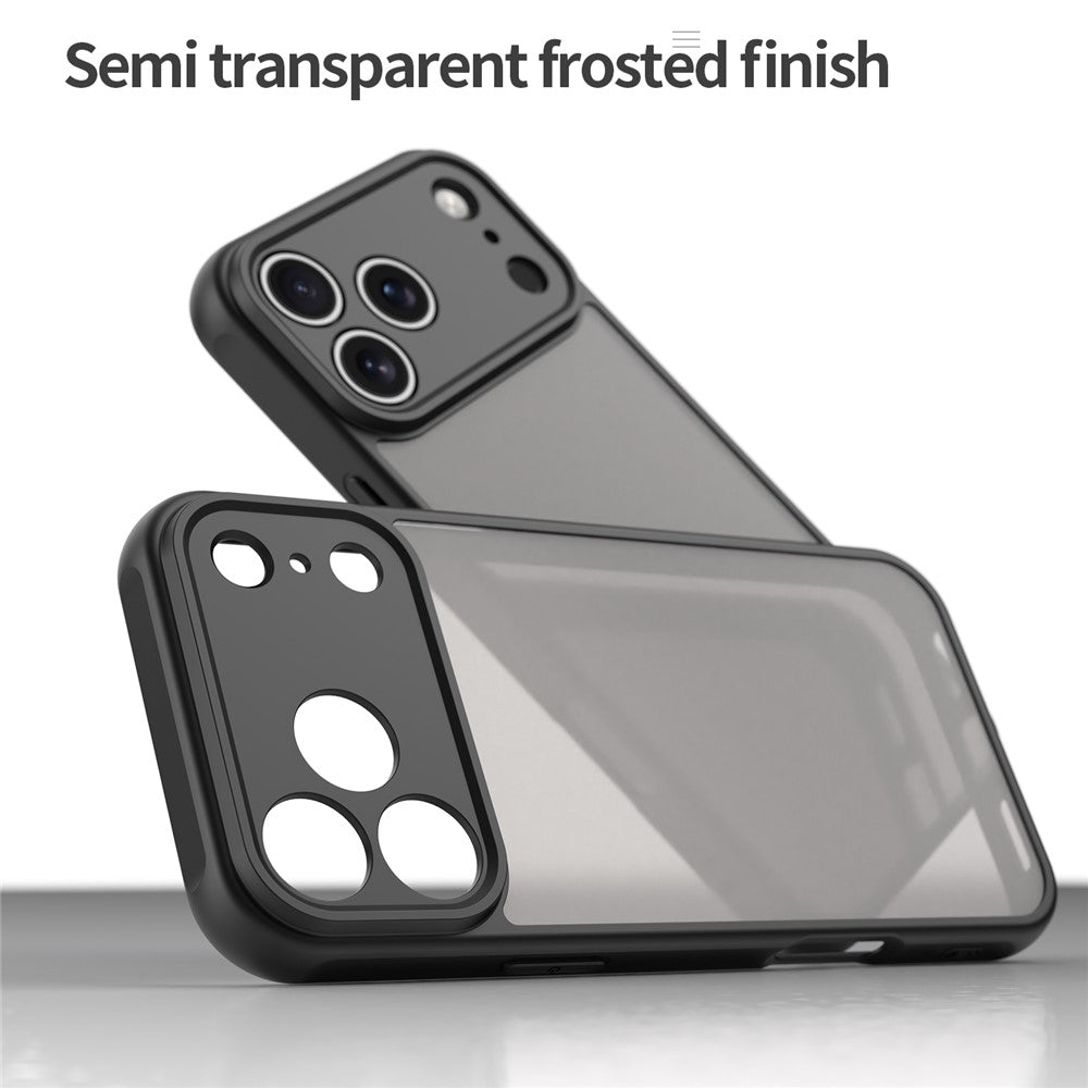 For iPhone 17 Pro Max Case Drop Proof Airbags Frosted Translucent PC + TPU Phone Back Cover - Black