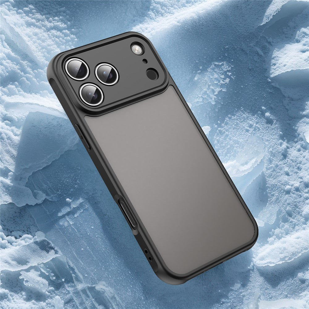 For iPhone 17 Pro Max Case Drop Proof Airbags Frosted Translucent PC + TPU Phone Back Cover - Black