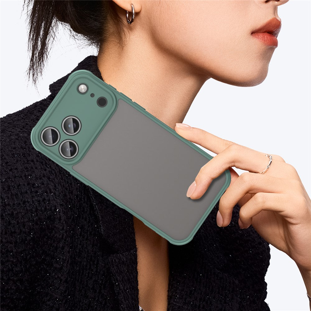 For iPhone 17 Pro Max Case Drop Proof Airbags Frosted Translucent PC + TPU Phone Back Cover - Green