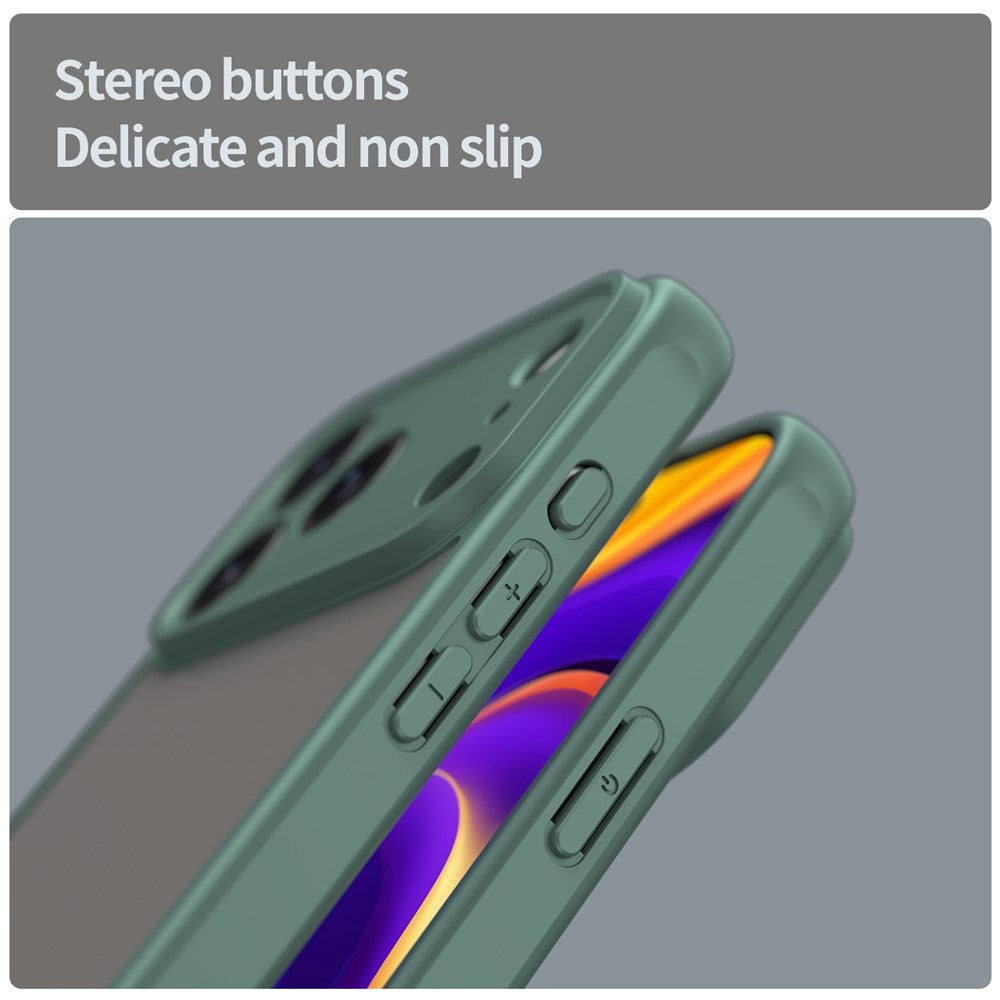 For iPhone 17 Pro Max Case Drop Proof Airbags Frosted Translucent PC + TPU Phone Back Cover - Green