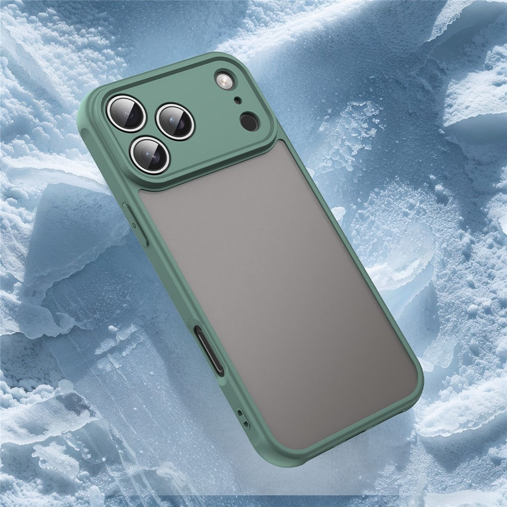 For iPhone 17 Pro Max Case Drop Proof Airbags Frosted Translucent PC + TPU Phone Back Cover - Green