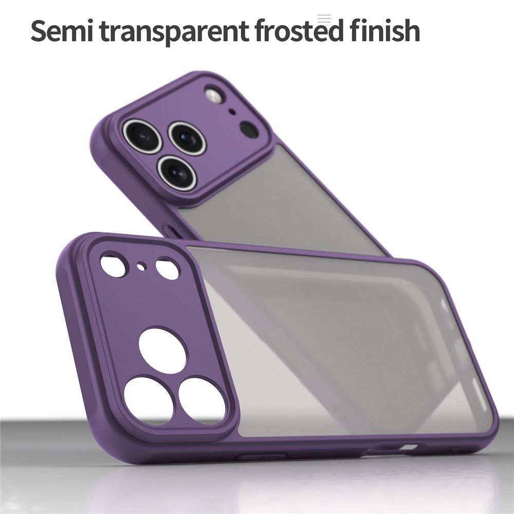 For iPhone 17 Pro Max Case Drop Proof Airbags Frosted Translucent PC + TPU Phone Back Cover - Purple