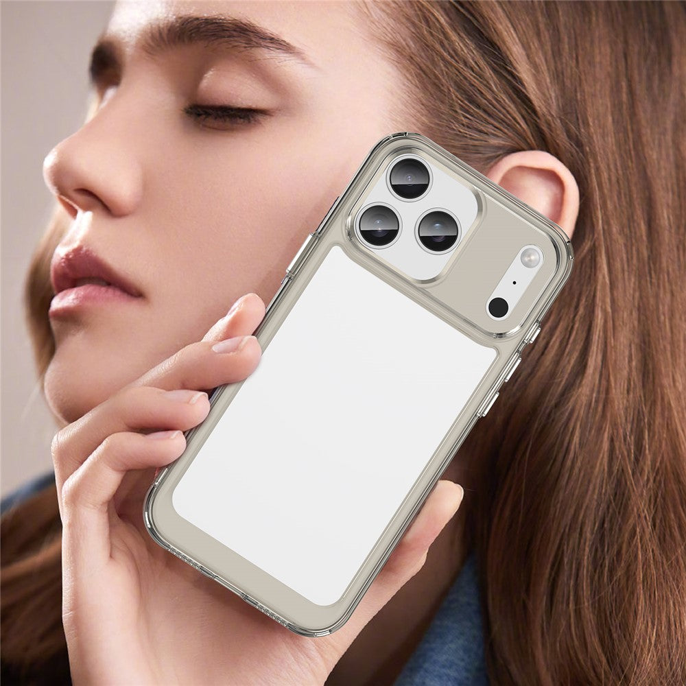 For iPhone 17 Pro Max Case TPU + Acrylic Protective Clear Phone Cover - Transparent Grey