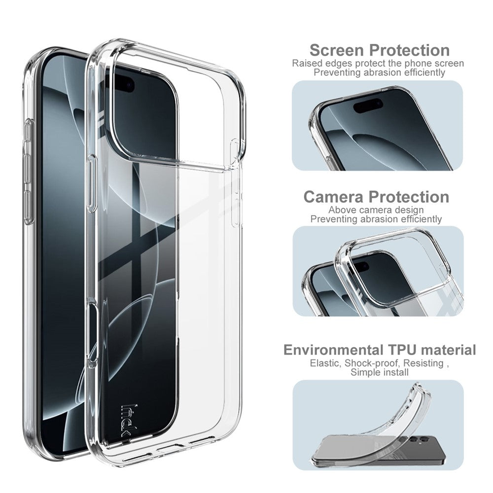 IMAK UX-10 Series For iPhone 17 Pro Max Clear Phone Case Soft TPU Mobile Back Cover