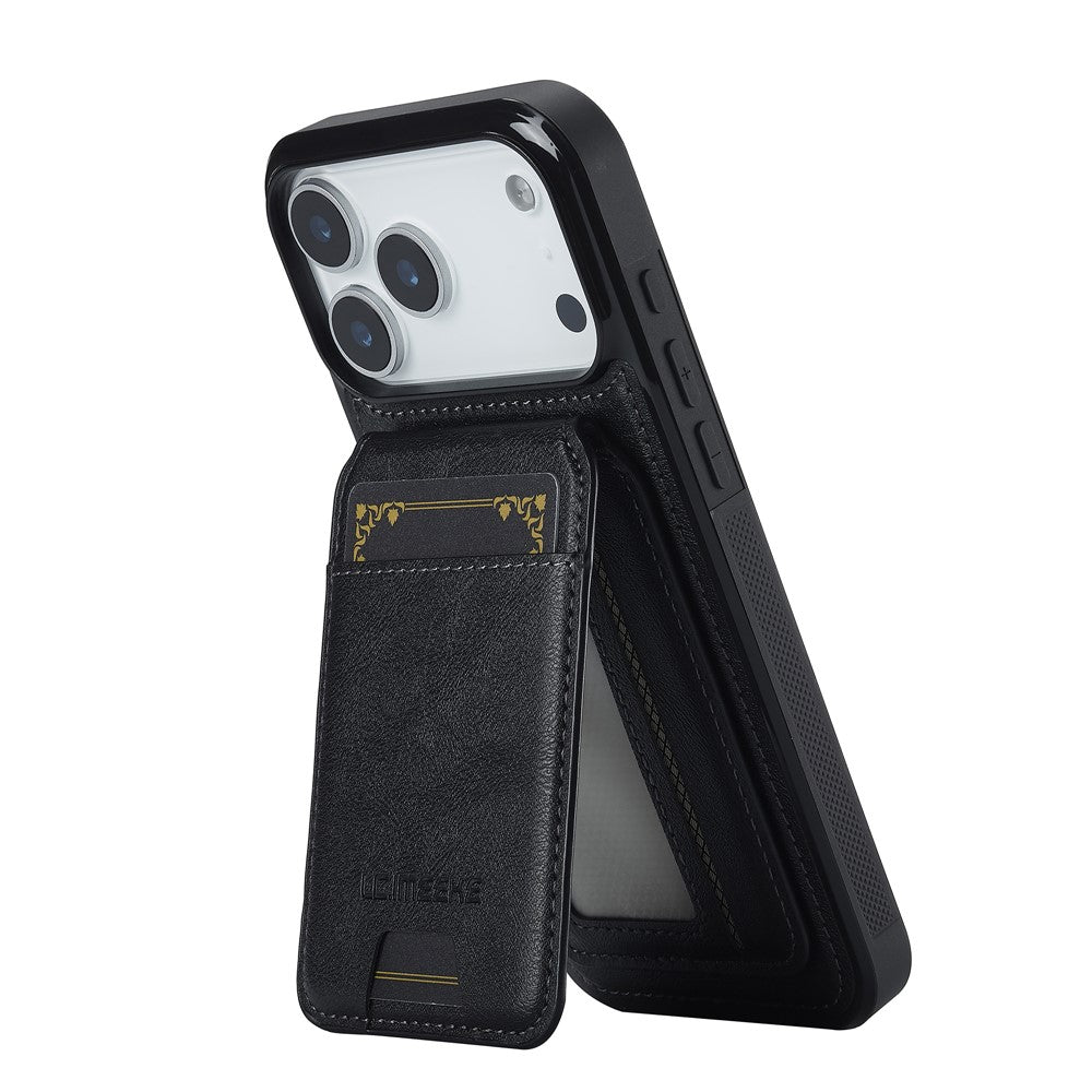 LC.IMEEKE L3 For iPhone 17 Pro Max Magnetic Case Detachable Card Holder Leather TPU Mobile Cover - Black
