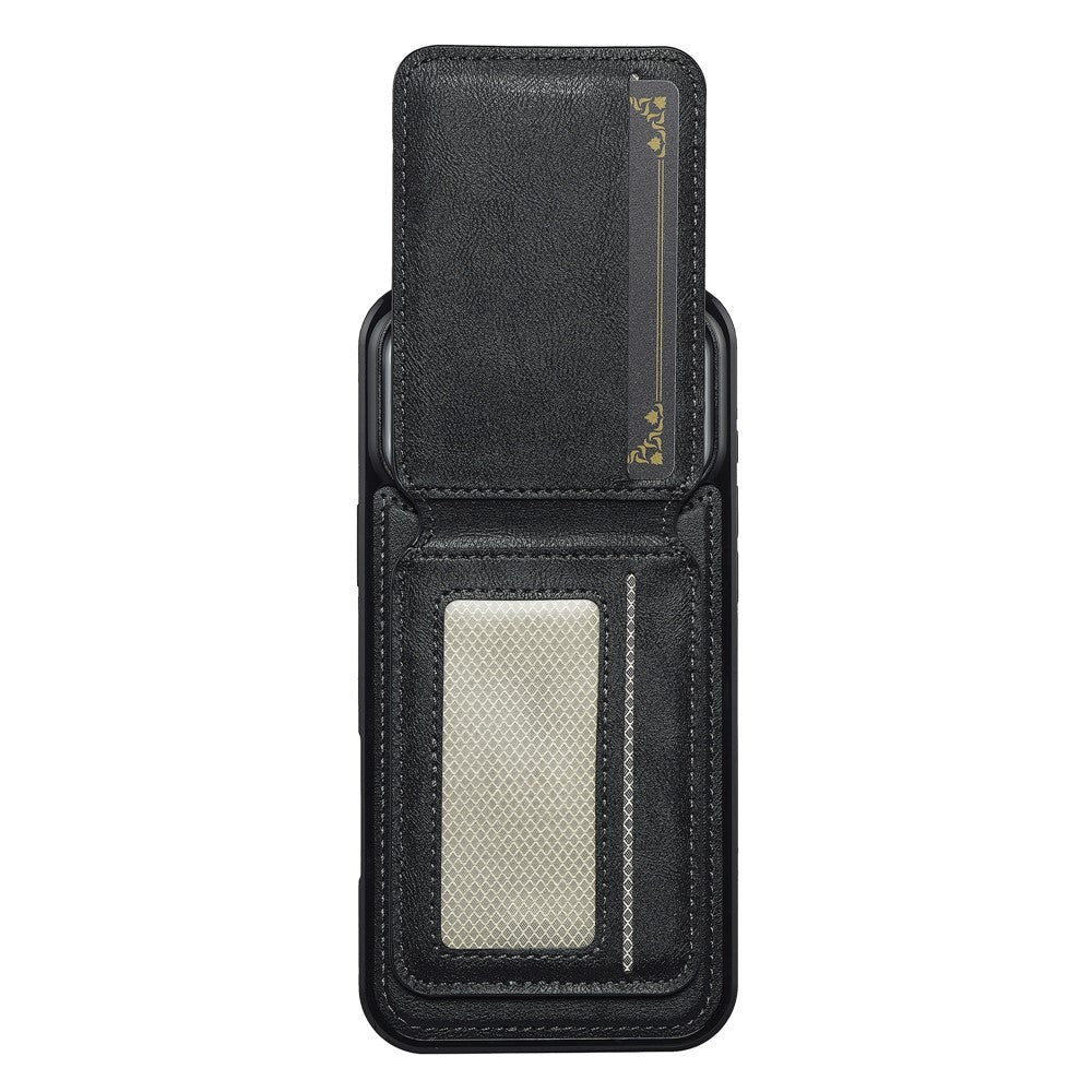 LC.IMEEKE L3 For iPhone 17 Pro Max Magnetic Case Detachable Card Holder Leather TPU Mobile Cover - Black