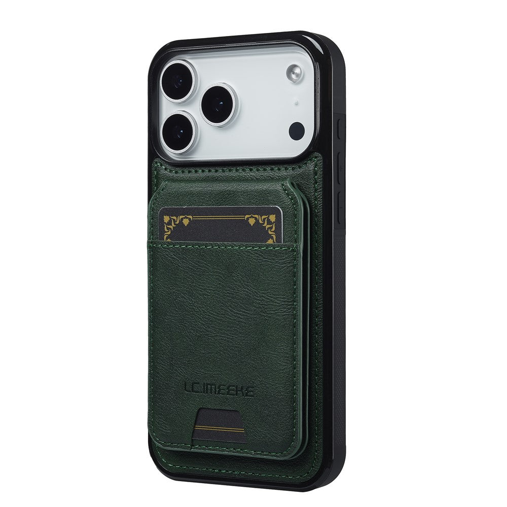 LC.IMEEKE L3 For iPhone 17 Pro Max Magnetic Case Detachable Card Holder Leather TPU Mobile Cover - Green
